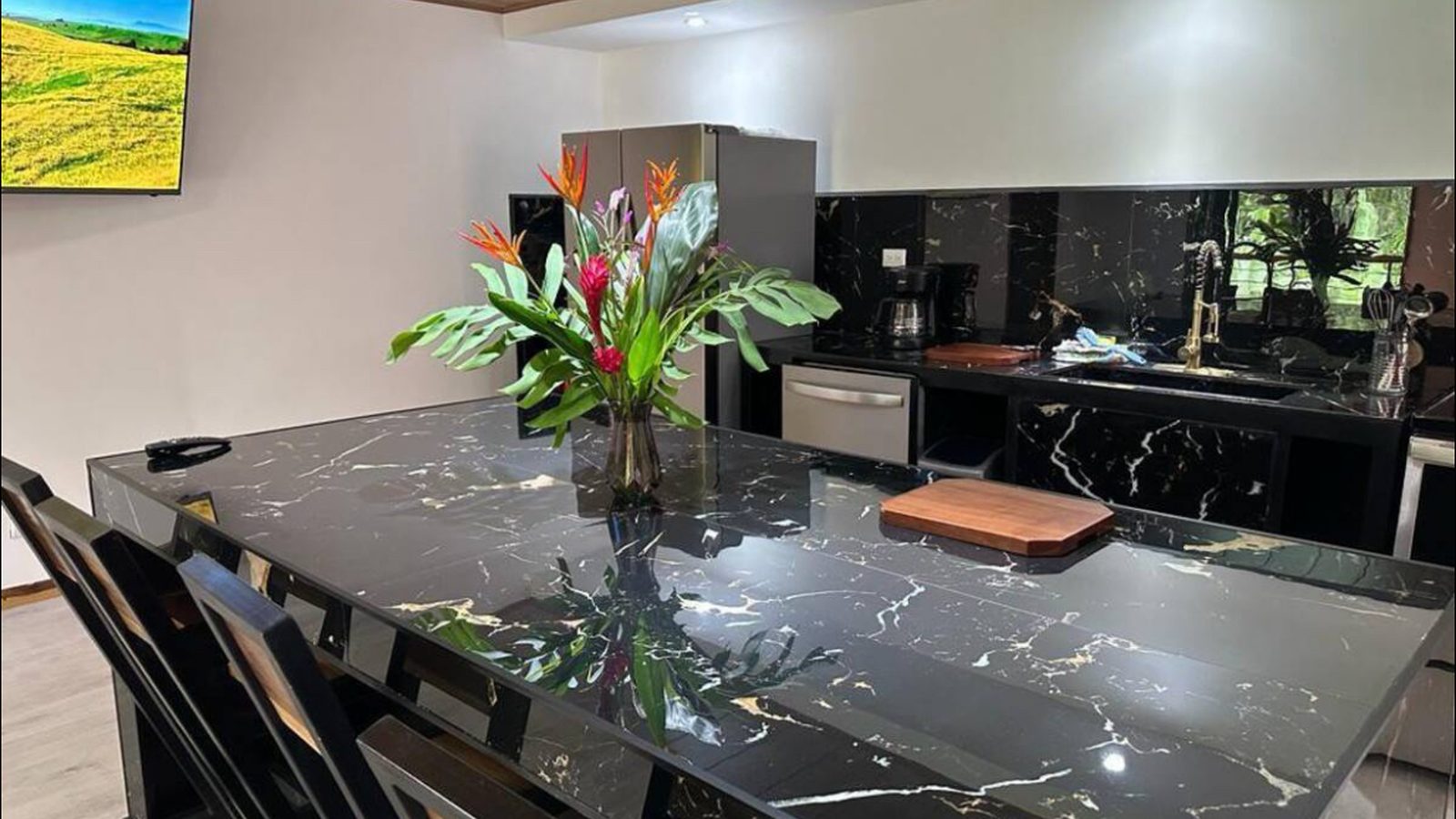 Kitchen island in the penthouse